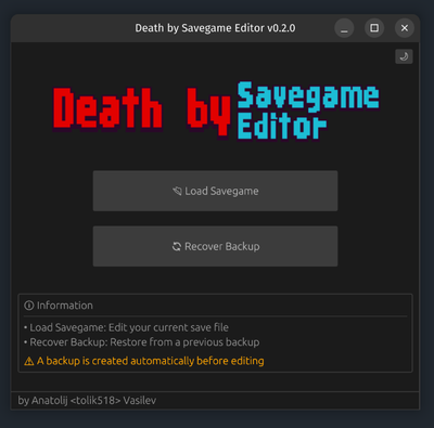 Screenshot of Death by Savegame Editor