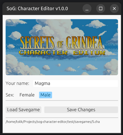 Screenshot of SoG Character Editor